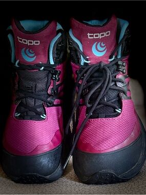 Topo Women's Pink and Black Lace-Up Trail Boots